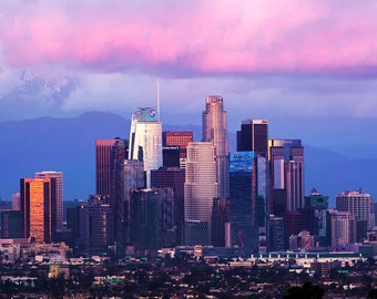 Los Angeles Photography | L.A. Skyline Sunset View | Los Angeles Skyline Print, Los Angeles Wall Art, Los Angeles Photo Home Decor