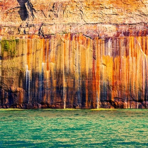 Pictured Rocks National Lakeshore Print, Colorful Cliff Detail, Munising Michigan Print, Lake Superior Photography, Great Lakes Wall Art