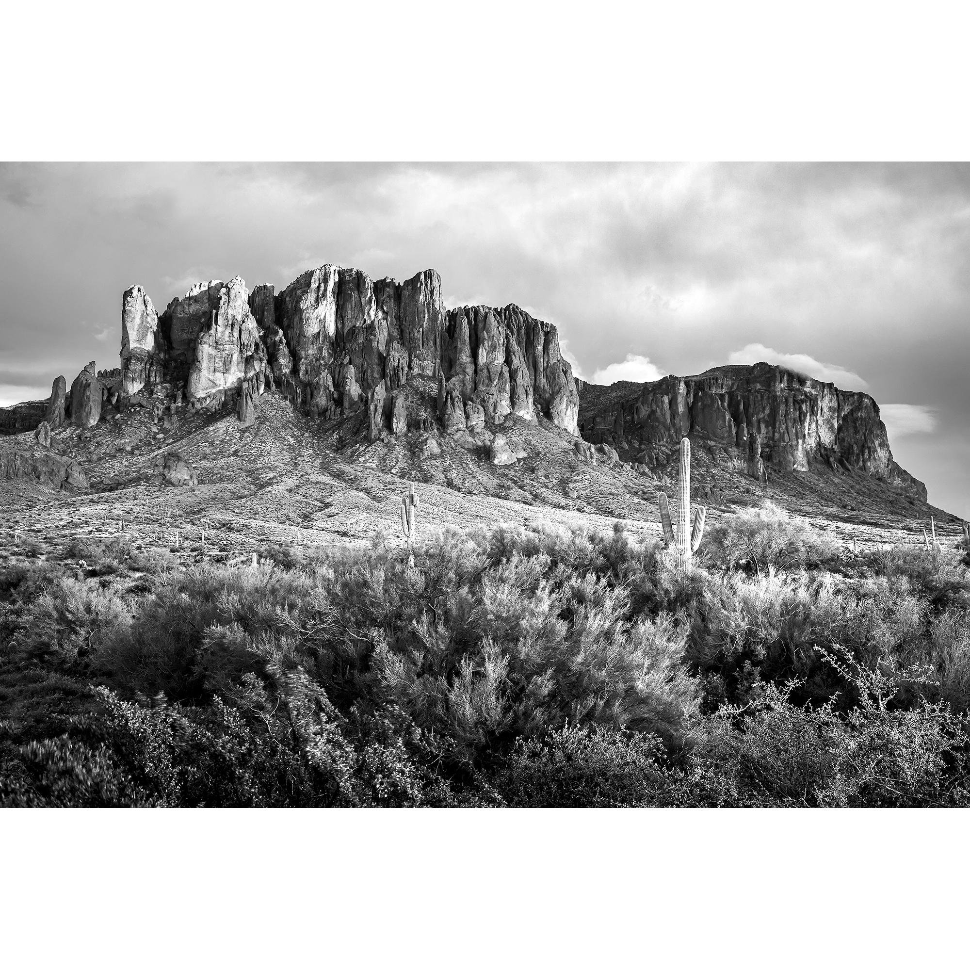 B&W Superstition Mountains Print, After the Storm, Black and White