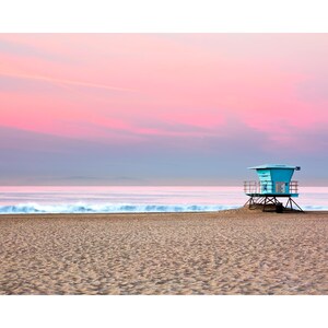 Huntington Beach Print, Lifeguard Stand #14, California Beach Photography, Minimalist Beach Wall Art, Lifeguard Stand Photo image 4