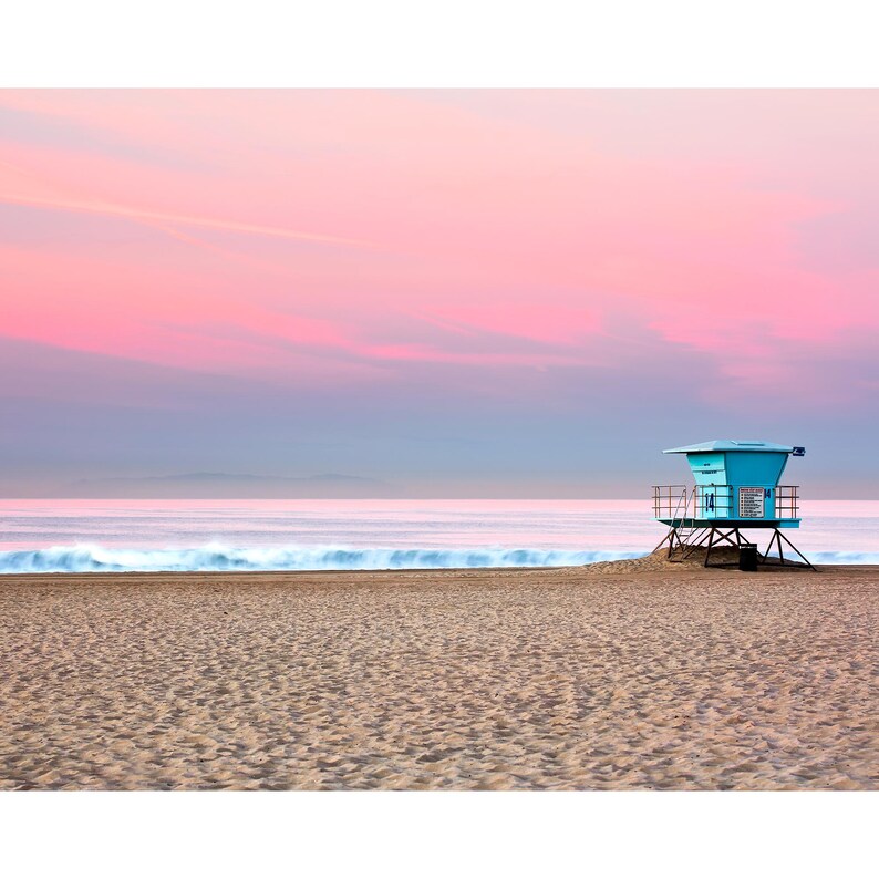 Huntington Beach Print, Lifeguard Stand #14, California Beach Photography, Minimalist Beach Wall Art, Lifeguard Stand Photo image 4