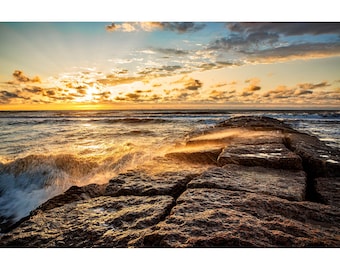 Galveston Texas Beach Photo, Galveston Island Jetty Sunrise, Texas Gulf Coast Wall Art, Texas Beach Sunrise Print, Galveston Photography