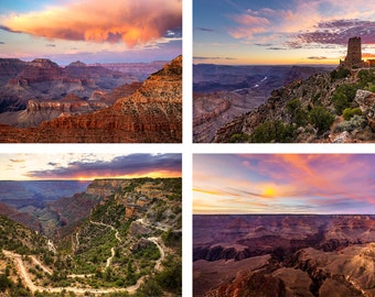 Grand Canyon Print Set, Grand Canyon Sunset Wall Art, Grand Canyon National Park Photo Set Arizona Photography Gift Ideas, Southwest Decor