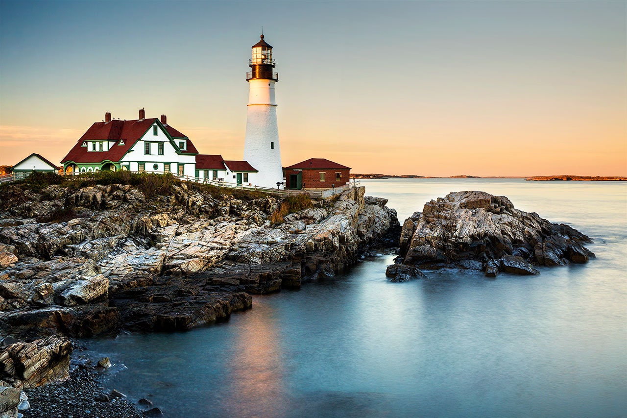 Maine Lighthouse Photo Portland Head Light Sunset Portland Etsy