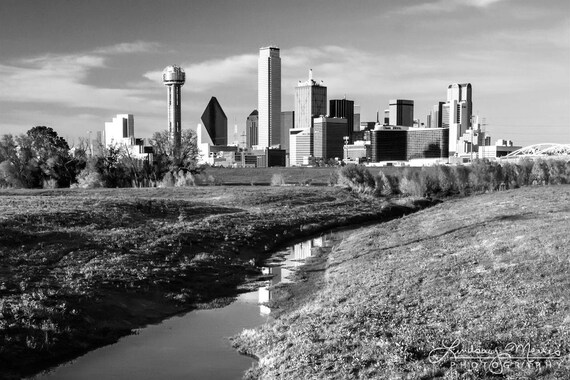 B W Dallas Photo Trinity River Dallas View Etsy