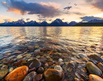 Grand Teton Photography, Jackson Lake Sunset, Grand Teton National Park Print, Wyoming Landscape Photo, Teton Mountains Wall Art