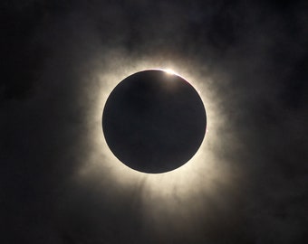 2024 Solar Eclipse Print, Cloudy Baily's Beads, Total Eclipse Photo - 2024 Total Solar Eclipse Photography, Solar Eclipse Wall Art
