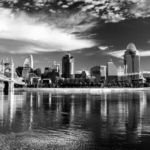 B&W Cincinnati Print | Black and White Cincinnati Skyline Cloudscape | Cincinnati Photography | Cincinnati Wall Art - Ohio Photography