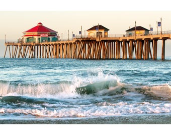 Huntington Beach Print, Morning At the Pier, Huntington Beach Photography, California Pier Home Decor, Huntington Beach Photo