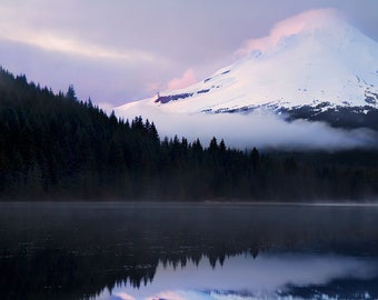 Mt. Hood Photo | "Trillium Lake Sunset" | Oregon Photography | Mountain Photo | Mount Hood Wall Art | Mountain Lake - Snow - Purple Sunset