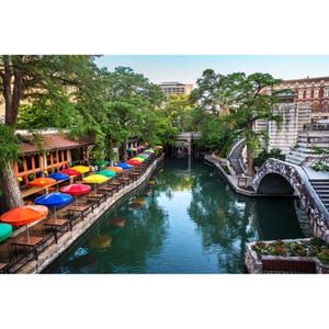 San Antonio Photo Print, Classic Riverwalk View, San Antonio Riverwalk Print, San Antonio River Walk Umbrellas Picture, San Antonio Wall Art