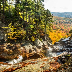 New Hampshire Photo, Glen Ellis Falls Overlook, White Mountain National Forest Waterfall Print, New England Fall Foliage Landscape Wall Art