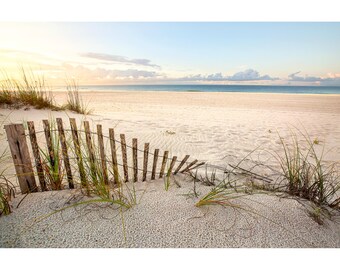 Gulf Coast Print, Morning Dunes View, Gulf Shores Photo, Orange Beach Print, Beach Fence Home Decor, Alabama Beach Fence Photography