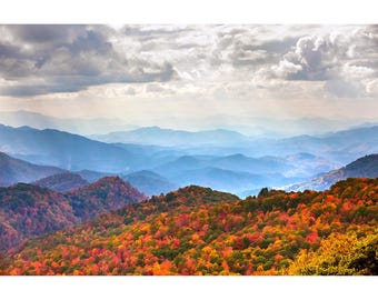 Blue Ridge Mountains Photo, Blue Ridge Sunbeam Vista, North Carolina Wall Art, Blue Ridge Wall Art, Blue Ridge Mountains Fall Foliage Photo