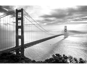 B&W Golden Gate Bridge Print, &quot;A Rare Morning&quot; San Francisco Photo, Golden Gate Bridge Wall Art, San Francisco Black and White Photography