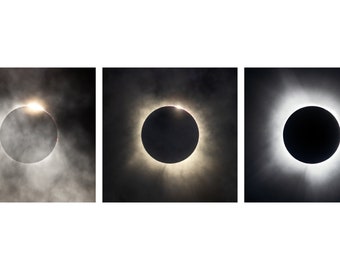 2024 Eclipse Panorama Set, Texas Solar Eclipse, Eclipse Photography, 2024 Total Eclipse Print, Totality Eclipse Photo, Eclipse Wall Art