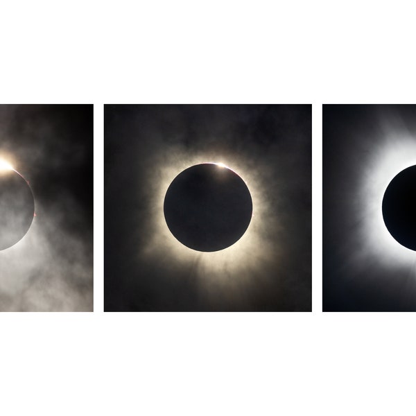 2024 Eclipse Panorama Set, Texas Solar Eclipse, Eclipse Photography, 2024 Total Eclipse Print, Totality Eclipse Photo, Eclipse Wall Art