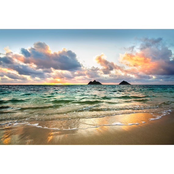 Hawaii Photo, Lanikai Sunrise, Oahu Hawaii Wall Art, Hawaii Beach