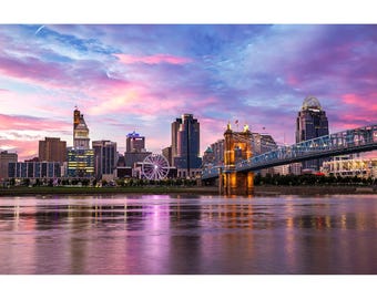 Cincinnati Skyline Photo, Cincinnati Sunset, Cincinnati Photography, Cincinnati Sunset Wall Art, Cincinnati Print, Ohio Photography