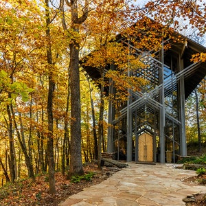 Eureka Springs Photo, Thorncrown Chapel Autumn Print, Arkansas Ozarks Photography, Eureka Springs Wall Art, Arkansas Fall Foliage Home Decor