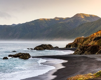 Shelter Cove Photo, Little Black Sands Beach View, Lost Coast Trail Photography, Northern California Wall Art, Black Sands Beach Photo Print