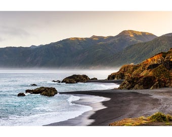 Shelter Cove Photo, Little Black Sands Beach View, Lost Coast Trail Photography, Northern California Wall Art, Black Sands Beach Photo Print