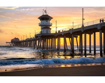 Huntington Beach Print, HB Classic Sunset, California Beach Wall Art, Huntington Beach Photo Home Decor, Beach Photography