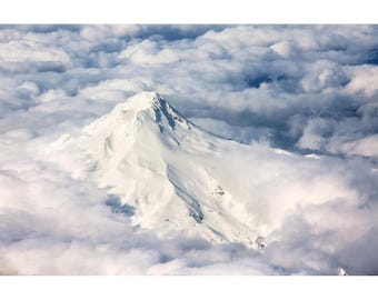 Mt. Hood Print, Mt. Hood Aerial Mountain Photo, Mount Hood Photography, Pacific Northwest Mountain Wall Art, Portland Oregon Photography
