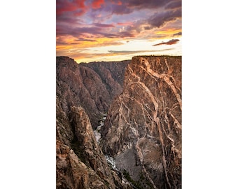 Black Canyon of the Gunnison National Park Print | Painted Wall Sunset | Colorado Photography, Montrose Colorado, Black Canyon Photo