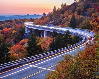 Blue Ridge Parkway Photo | "Linn Cove Viaduct Light Trails" | North Carolina Wall Art - Blue Ridge Photo - Linn Cove Viaduct Photo - Autumn