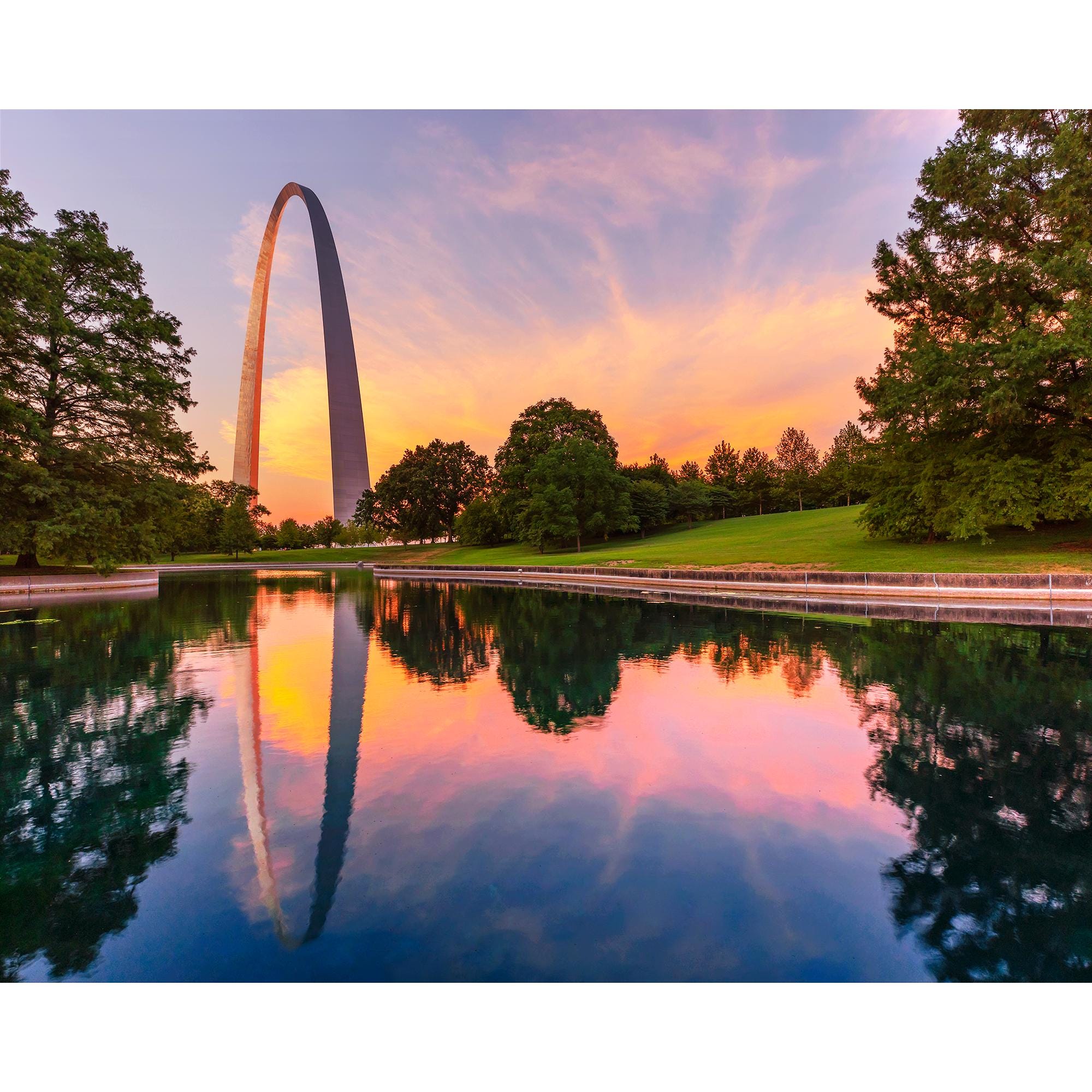 Gateway Arch Photo, Gateway Arch Sunset Reflections, St Louis Skyline ...