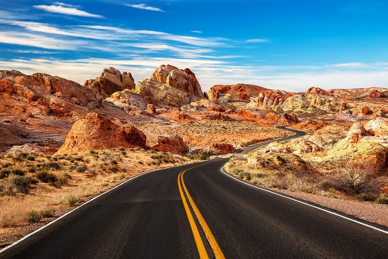 Valley of Fire Photo On the Road Valley of Fire Print Southwest Photo Print Nevada Road Trip Photo Valley of Fire State Park image 1