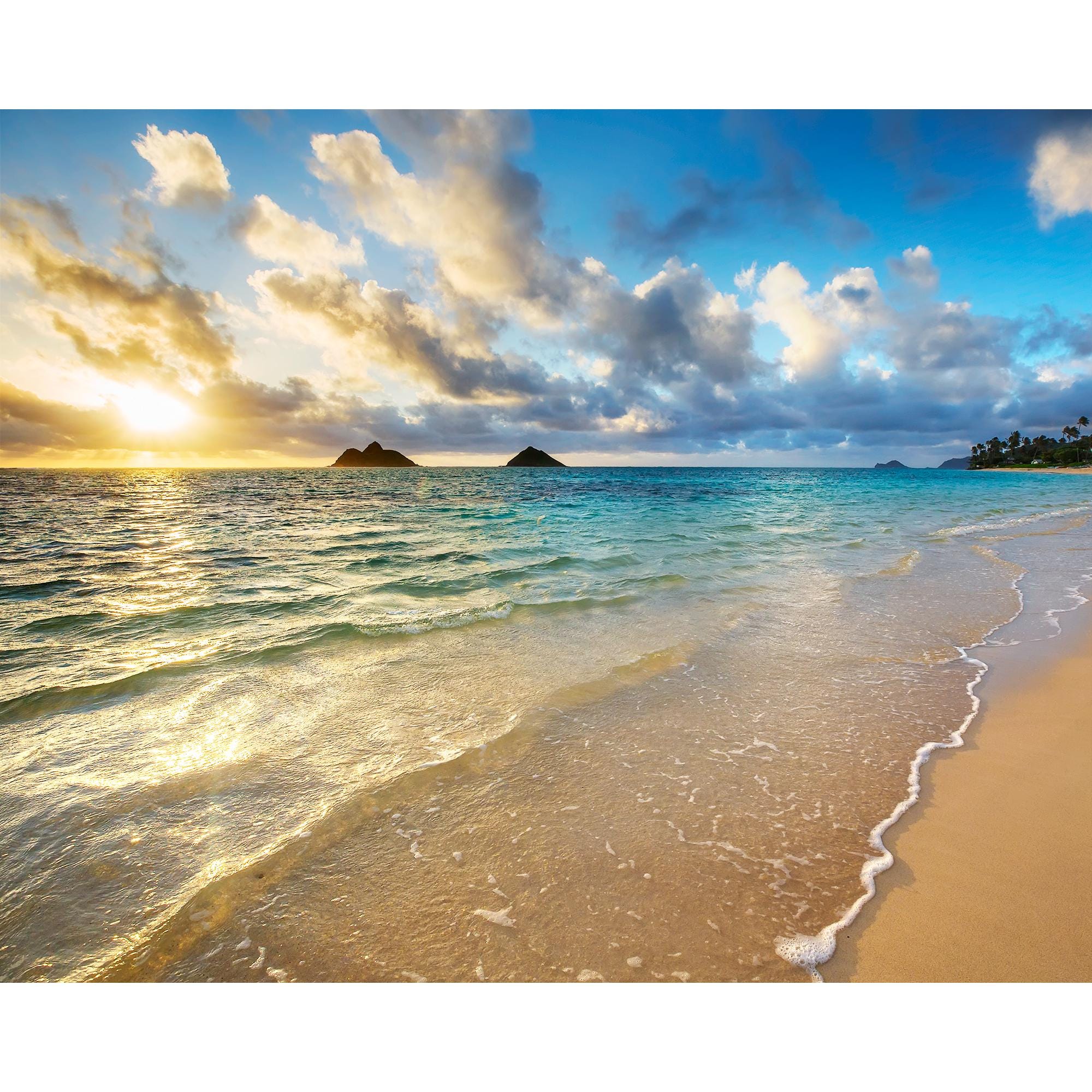 Hawaii Print, Lanikai Morning, Oahu Hawaii Wall Art, Mokulua