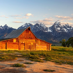 Grand Teton Print, T.A. Moulton Barn Morning, Teton Barn Wall Art, Grand Teton National Park Photography, Rustic Cabin Photo, Teton Range