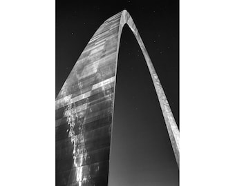 B&W St. Louis Gateway Arch Photo | Black and White Gateway Arch | St Louis Skyline Print, St Louis Missouri Photography, St Louis Wall Art