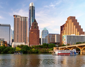 Austin Photography | Austin Skyline Sunset | Austin Texas Wall Art, Austin Home Decor, Austin Photography, Congress Avenue Photo Print