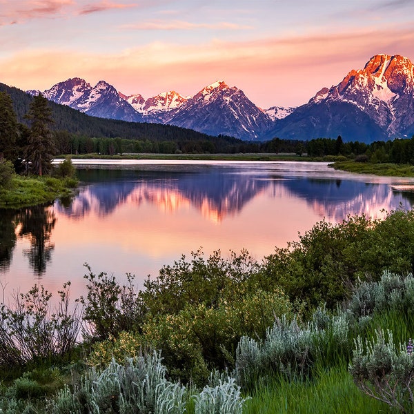 Grand Teton National Park Photo | Oxbow Bend Sunrise | Grand Teton Photography - Rustic Mountain Wall Art - Mountain Landscape Print