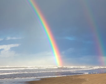 Double Rainbow Photo Print | "Double Rainbow Shores" | Inspirational Wall Art - Beach Home Decor - Double Rainbow Over the Ocean Photo