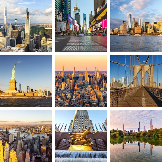 New York City Photo Set, Set of Nine Square Images, NYC