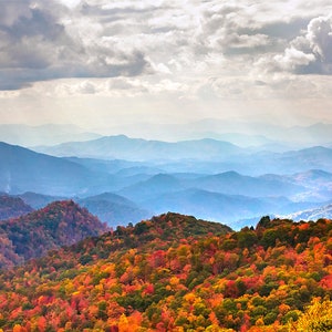 Blue Ridge Fall Decor Photo | Blue Ridge Mountain Vista | North Carolina Wall Art - Blue Ridge Wall Art, Blue Ridge Mountains Photo