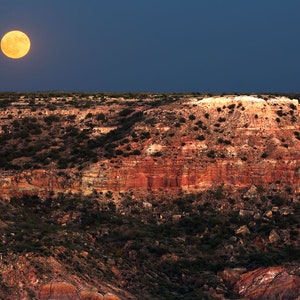Palo Duro Canyon | &quot;Full Moon Rising&quot; | Amarillo Texas Landscape Photography - Palo Duro Photo - Palo Duro Print - West Texas Wall Art