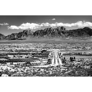 B&W Las Cruces Print, Black and White Las Cruces and Organ Mountains, Las Cruces New Mexico Photo, Las Cruces Photo, New Mexico Wall Art