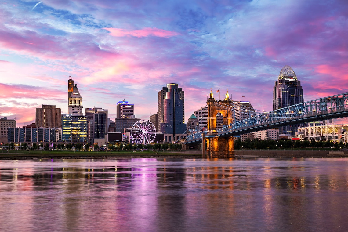Cincinnati Skyline Photo Cincinnati Sunset Etsy Cincinnati Skyline Photo Cincinnati Sunset Etsy
