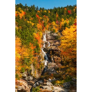 New Hampshire Print, Silver Cascade Waterfall Autumn, White Mountains Fall Foliage Photography, New England Vertical Wall Art Photo