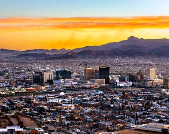 El Paso Skyline Photo | El Paso Scenic Drive Sunset | El Paso Photography, El Paso Texas Wall Art, El Paso Skyline Print Home Decor