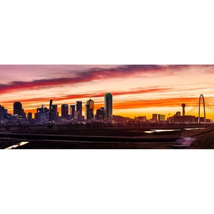 Dallas Panorama Print | Dallas Sunrise Panorama | Dallas Photography, Dallas Texas Wall Art, Dallas Skyline Photo, Dallas Skyline Print