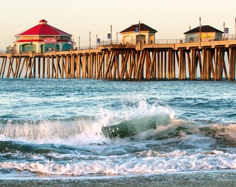 Huntington Beach Print | "Morning At the Pier" | Huntington Beach Photography | Huntington Beach Pier Decor - Beach Photo Gift - Beach Art