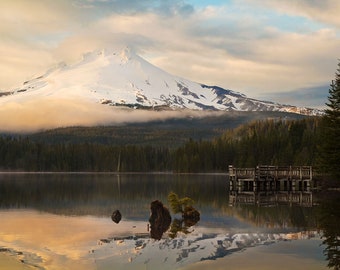 Mt. Hood Photo | "Trillium Lake Afternoon" | Oregon Photo | Mountain Photo | Mount Hood Wall Art | Mountain Lake - Snow - Hood Sunset