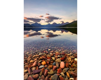 Glacier National Park Photography | Lake McDonald Sunset Rocks | Glacier Montana Photography, Glacial Lake Photo, Apgar Village Photography