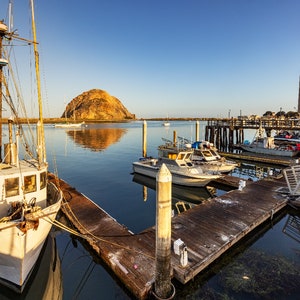 Morro Bay Print, Morning at Morro Bay Harbor Photo, California Central Coast Wall Art, Sailboat Morro Rock Photography, Coastal Picture